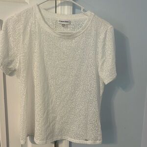 Calvin Klein woman’s top, white shirt sleeve m/m/m